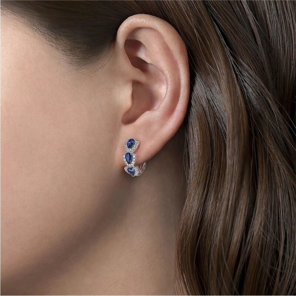 Sapphire Trio hoop earrings in 925 silver huggie